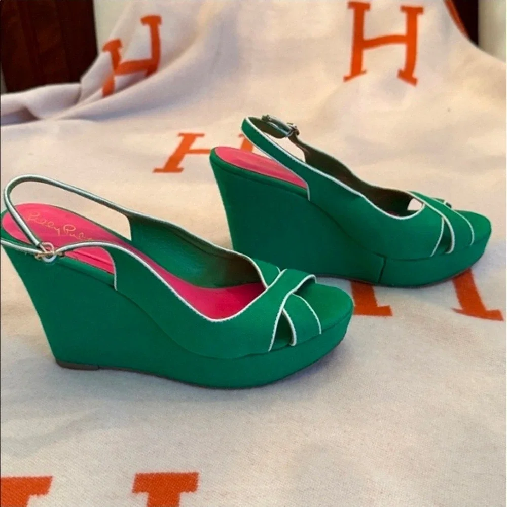 *In search of* size 7 lilly pulitzer green wedges